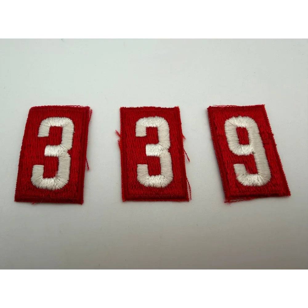 Vintage Boy Scout BSA Red White Troop Number Patches 3 3 9 Set of 3 Sew On